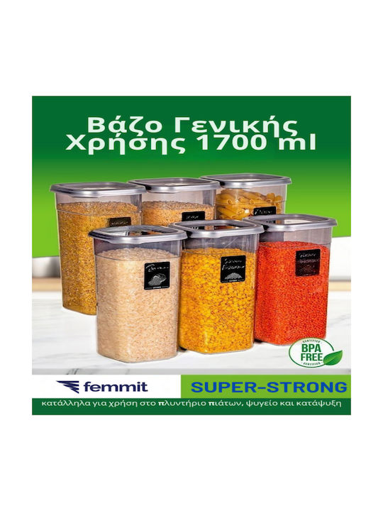 Femmit Lebensmittelgläser & Behälter 1700 ml mit luftdichtem Kunststoffdeckel