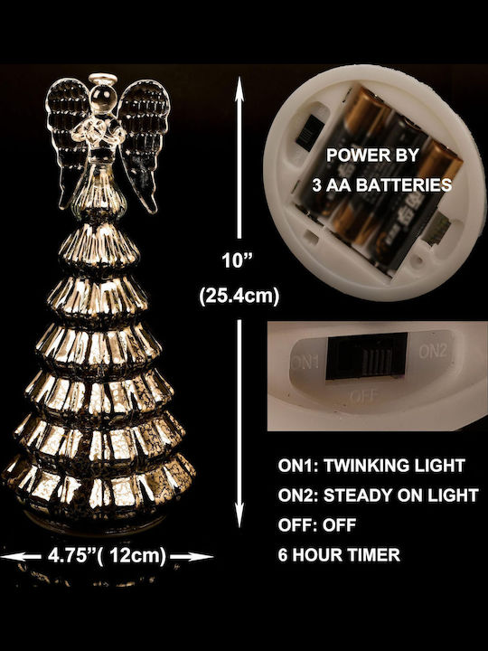 Christmas Decorative Illuminated Glass Tree Battery Silver