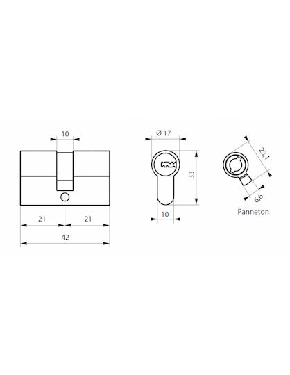 Thirard Κύλινδρος Κλειδαριάς Ασφαλείας 42mm (21-21) Ασημί