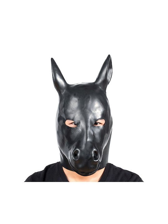 Latex Carnival Mask Horse Hood Black