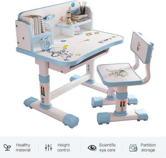 Kids Desk made of Melamine White-Light Blue 75.5x48.5x101cm