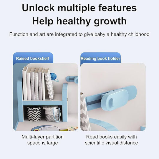 Kids Desk made of Melamine White-Light Blue 75.5x48.5x101cm