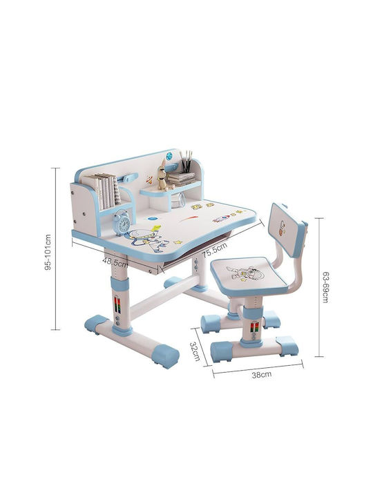 Kids Desk made of Melamine White-Light Blue 75.5x48.5x101cm