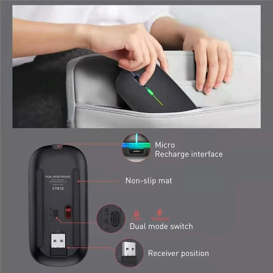 Ασύρματο RGB Gaming Ποντίκι Μαύρο