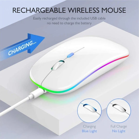 Ασύρματο RGB Gaming Ποντίκι Λευκό