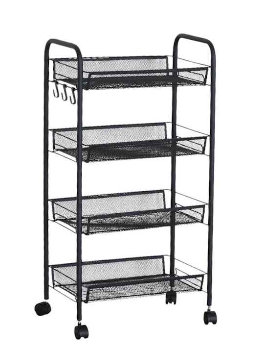 Ankor Metal Kitchen Trolley 4 Tiers Black 44x26x85cm