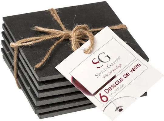 Atmosphera Coaster Stone Black 10x10cm 6pcs