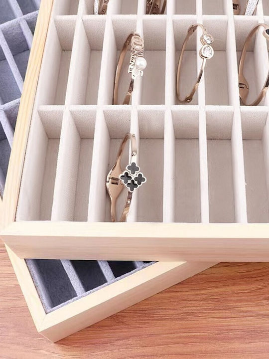 Wooden Organization Stand 40 Slots Bracelets & Watches Beige