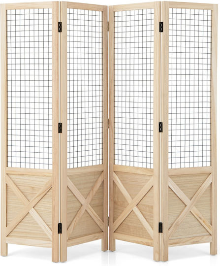 Costway Separator De Cameră Multifuncțional 151 X 144 Cm Panouri Pliabile Construcție Stabilă Din Lemn Jv11391na