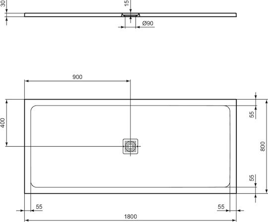 Ideal Standard Ultra Flat S+ Rechteckig Keramik Dusche x80cm Weiß