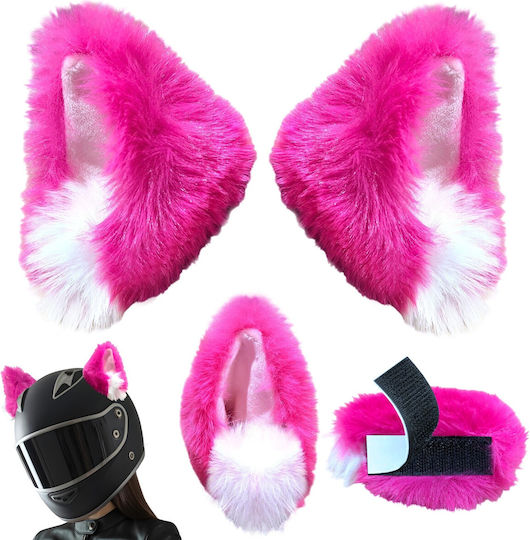 Helmet Ears Fur 2 Pcs Pink