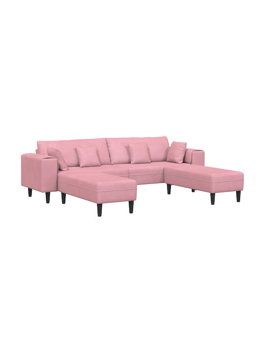 Living Room Furniture Set Couch & Stool Pink
