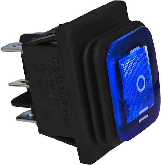 Led Switch 3-position 6-pin 12-24v Rocker Rocker Waterproof Blue