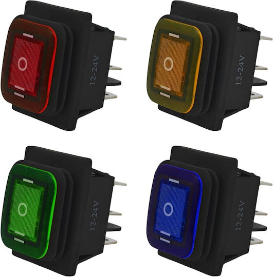 Led Switch 3-position 6-pin 12-24v Rocker Rocker Waterproof Orange