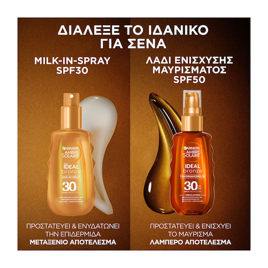 Garnier Ambre Solaire Ideal Bronze Waterproof Body Sunscreen Cream SPF30 in Spray 150ml