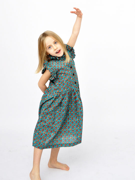 Kinderkleid Kurzärmelig Blumen Green