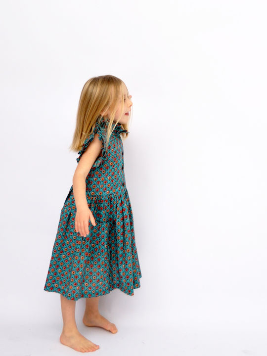 Kinderkleid Kurzärmelig Blumen Green