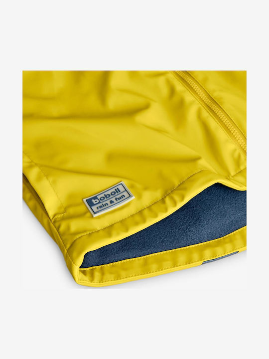 Waterproof Kids' Trench Coat with Lining & Hood Yellow