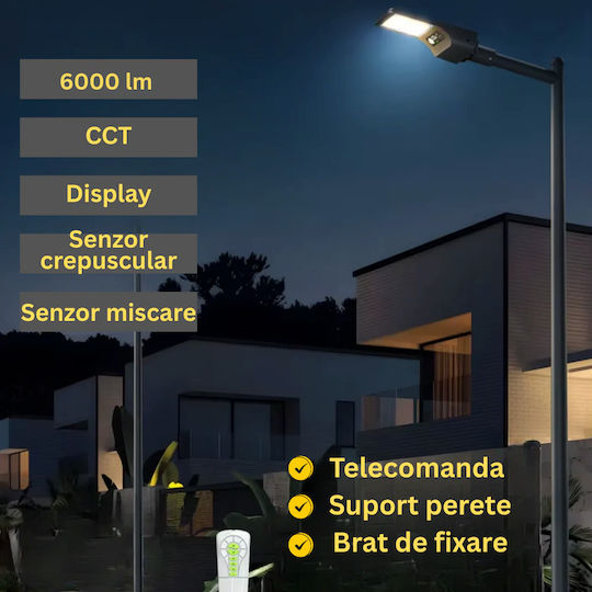 Lampa Montat pe perete Lampă Solară 160W 6000lm Bianco reglabil cu Senzor de Mișcare, Fotocelulă și Telecomandă IP65