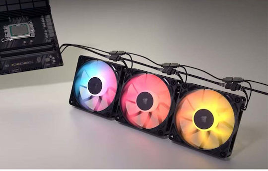 Corsair RS120 Case Fan (2100rpm / 72.8cfm) with ARGB Lighting and 4-Pin PWM Connection 3pcs