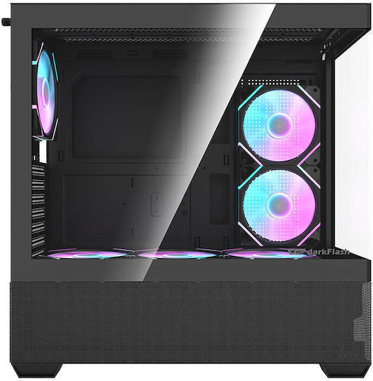 Darkflash DS900 AIR + ARGB Fans Gaming Midi Tower Κουτί Υπολογιστή με Πλαϊνό Παράθυρο Μαύρο