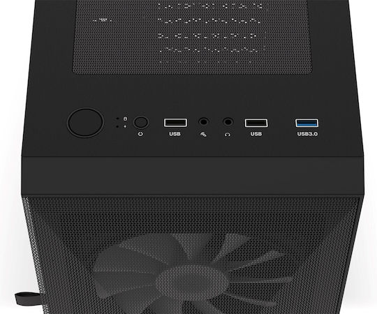 Krux Vako Gaming Midi Tower Computer Case with Side Window and RGB Lighting Black