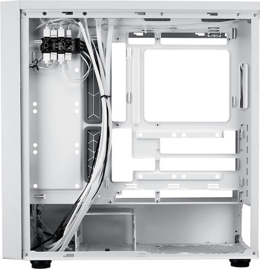 CoolerMaster MasterBox 600 Gaming Midi-Turm Computergehäuse mit Seitenfenster und RGB-Beleuchtung Weiß