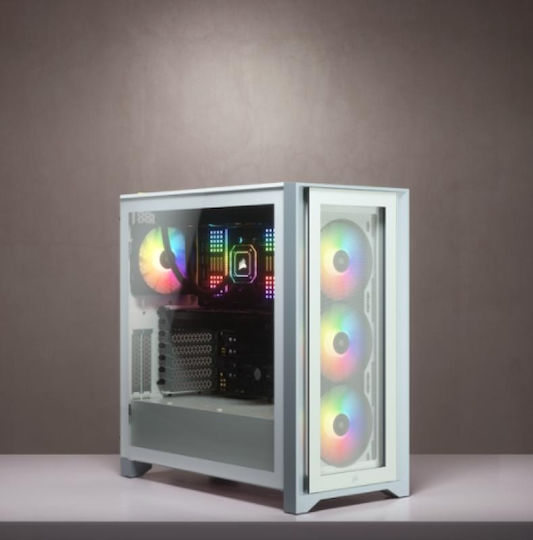 Corsair iCUE 4000X RGB Gaming Midi-Turm Computergehäuse mit Seitenfenster Weiß