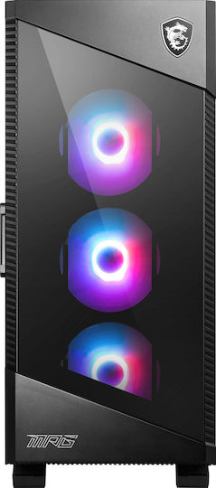 MSI MPG Velox 100R Геймърско бюро Midi Tower Компютърна кутия със страничен прозорец Черен
