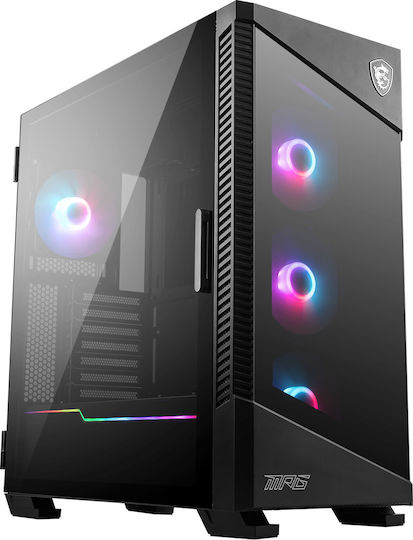 MSI MPG Velox 100R Геймърско бюро Midi Tower Компютърна кутия със страничен прозорец Черен