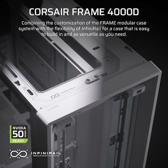 Corsair Frame 4000D Gaming Midi Tower Кутия За Компютър Със Страничен Прозорец Бяла
