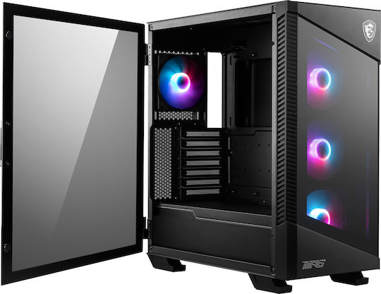 MSI MPG Velox 100R Геймърско бюро Midi Tower Компютърна кутия със страничен прозорец Черен
