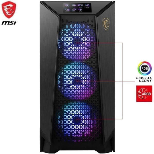 MSI Meg Prospect 700R Gaming Midi Tower Κουτί Υπολογιστή με Πλαϊνό Παράθυρο και RGB Φωτισμό Μαύρο