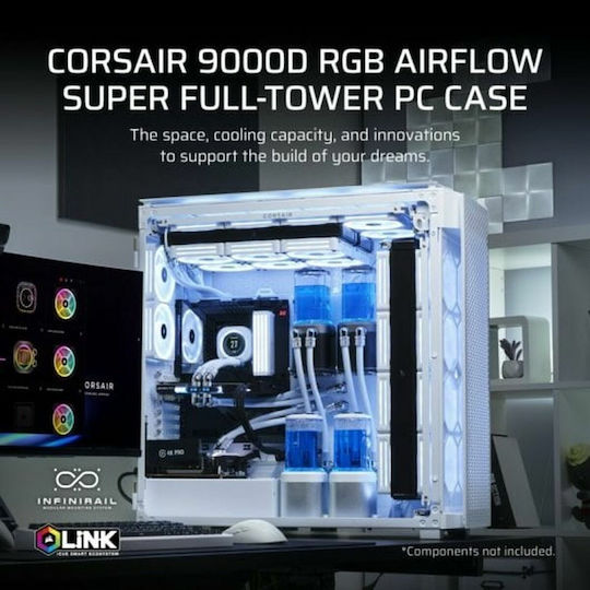 Corsair 9000D RGB Airflow Gaming Ultra Tower Computer Case with White Side Window