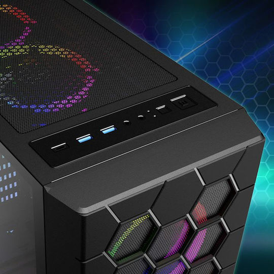 Sharkoon HEX Gaming Midi Tower Computer Case with Side Window and RGB Lighting Black
