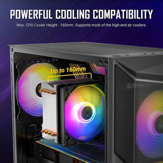 Antec AX61 Gaming Midi Tower Κουτί Υπολογιστή με Πλαϊνό Παράθυρο και RGB Φωτισμό Μαύρο