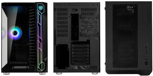 Kolink Unity Code X Gaming Midi Tower Κουτί Υπολογιστή με Πλαϊνό Παράθυρο και RGB Φωτισμό Μαύρο