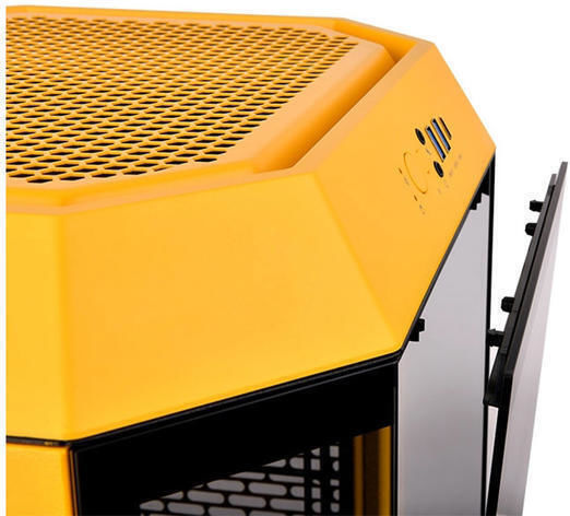 Thermaltake The Tower 300 Gaming Micro Tower Computer Case With Side Window And RGB Lighting Yellow