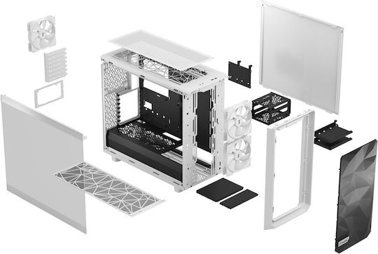Meshify 2 Lite Gaming Midi Tower Computer Case with Side Window White TG Clear Tint