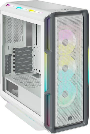 Corsair ICUE 5000T RGB Gaming Midi Tower Computer Case with Side Window White