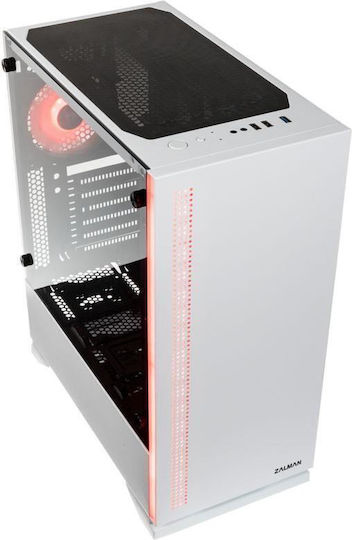 Zalman S5 Gaming Midi Tower Κουτί Υπολογιστή με Πλαϊνό Παράθυρο Λευκό