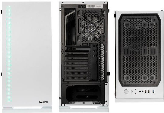 Zalman S5 Gaming Midi Tower Κουτί Υπολογιστή με Πλαϊνό Παράθυρο Λευκό