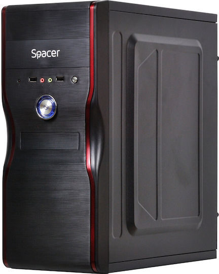 Spacer New Mercury 500W Midi Tower Κουτί Υπολογιστή Μαύρο