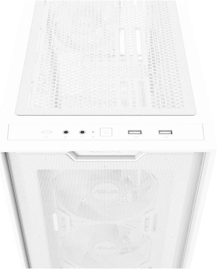 Asus A21 Plus Gaming Midi Tower Κουτί Υπολογιστή με Πλαϊνό Παράθυρο και RGB Φωτισμό Λευκό