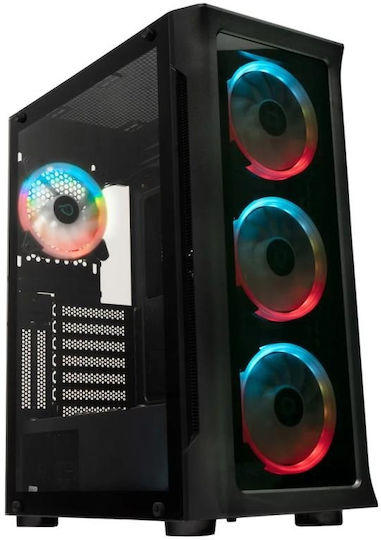 Spacer Shield Gaming Middle Tower Carcasă Calculator cu Fereastră Laterală și Iluminare RGB Negru