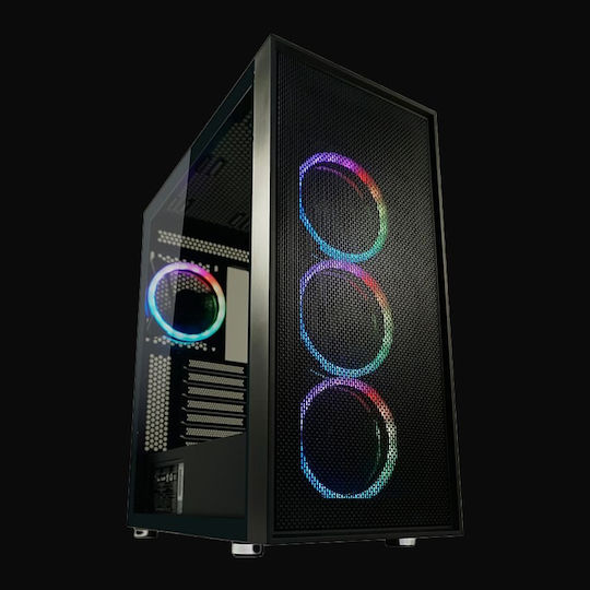LC-Power Gaming Wanderer X Midi Tower Computer Case with Side Window and RGB Lighting Black