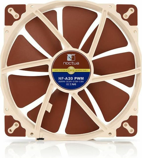 Noctua NF-A20 FLX Case Fan 200mm (800rpm / 86.46cfm) Without LED Lighting And 3-Pin Connection Brown