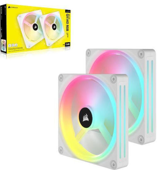 Corsair ICUE LINK QX140 Gehäuselüfter (2000rpm) mit RGB Beleuchtung 2 Stück Weiß