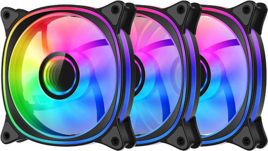 LC-Power Lc-cf-120-argb-kit-b Case Fan 120mm with ARGB Lighting and Connection 6-Pin 3pcs