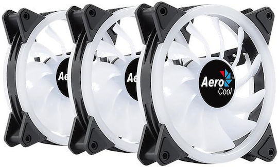 Aerocool Duo 12 Pro Вентилатор за кутия 120mm 1000rpm 33.4cfm с RGB осветление и 6-pin свързване 3 броя